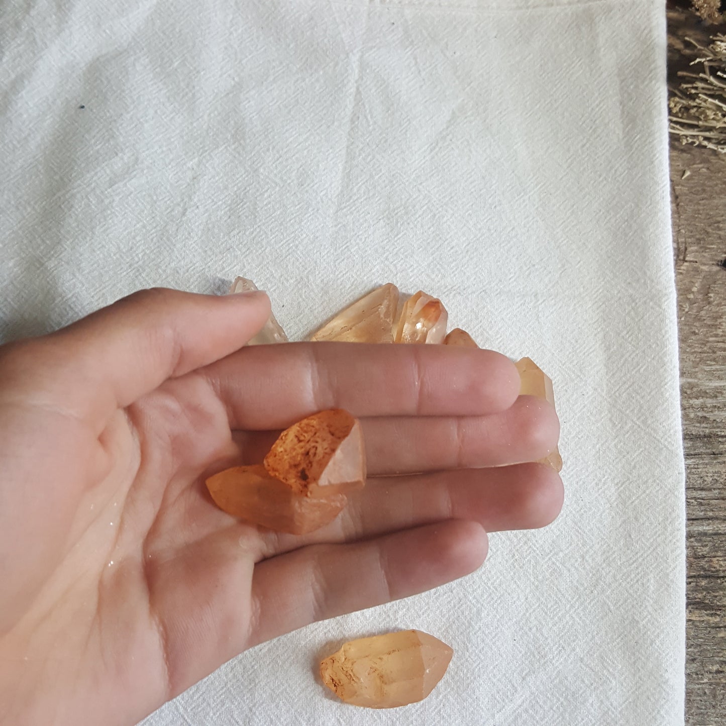 Natural Tangerine Quartz , (Approx. to 1" to 1 8/10") One Crystal, Quartz Rough, for Crystal Grid Making or Wire Wrapping BIN-0016