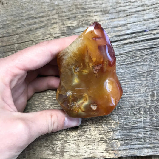 Carnelian Flame (3" x 2 1/3") Carved Stone, Supply for Crystal Grid, Home Decor or Fairy Garden Shop Wholesale Crystals