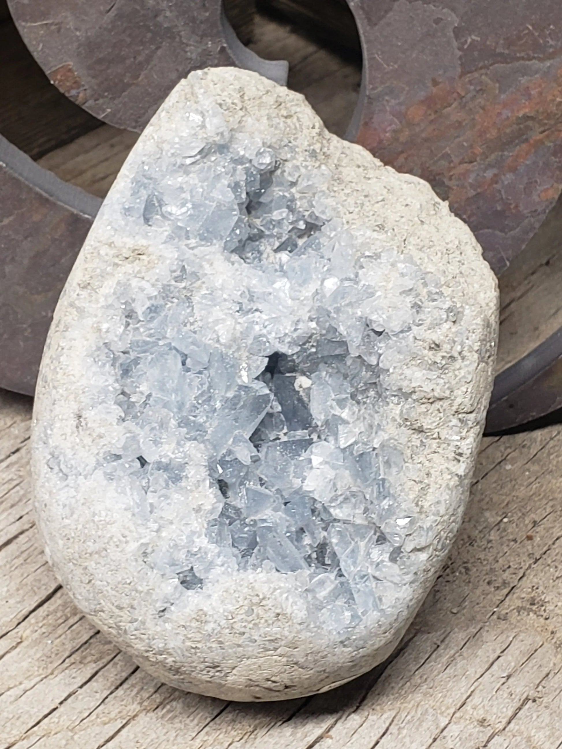 Celestite Crystal Cluster, Beautiful Soft Blue, (Approx 4 1/2" long) One Crystal, Quartz Rough, for Crystal Grid CRY-0124 Shop Wholesale Crystals