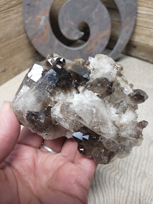 Natural Smokey Quartz Crystal CLuster, Natural, Beautiful, (Approx 4" long) One Crystal, Quartz Rough, for Home Decor, Grid CRY-0118