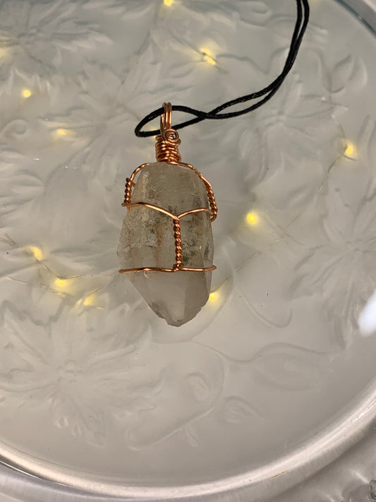 Chlorite Quartz Necklace, Wire Wrapped, Hand Made, Gift Item, Self Care, Nature Connection NCK-0047