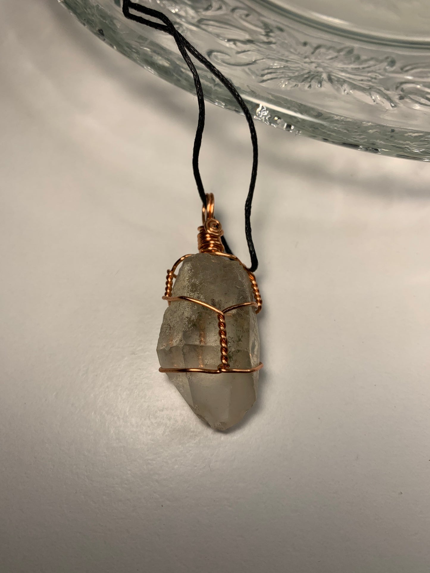 Chlorite Quartz Necklace, Wire Wrapped, Hand Made, Gift Item, Self Care, Nature Connection NCK-0047