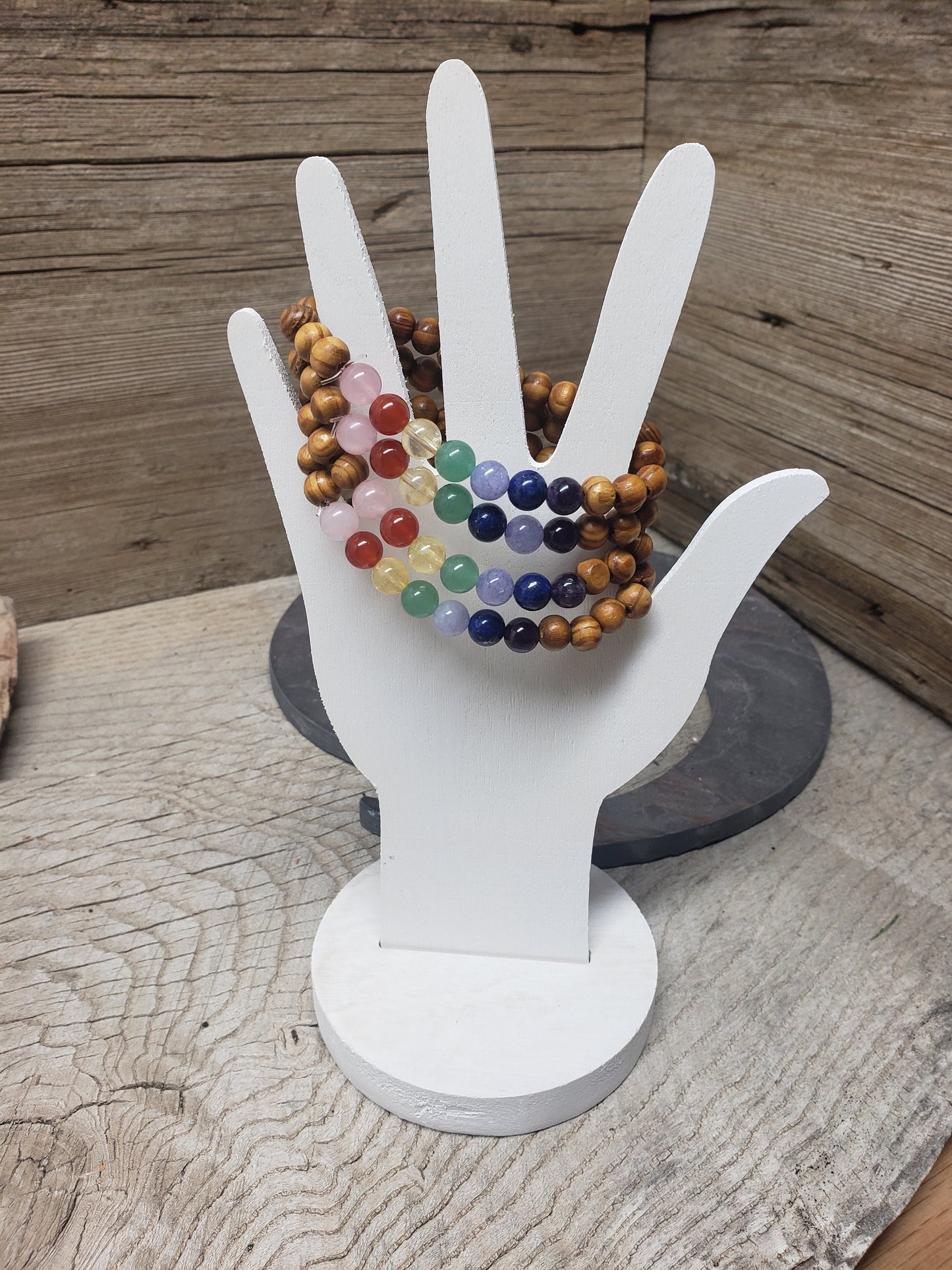 Chakra Bracelet with Wood Beads 1196