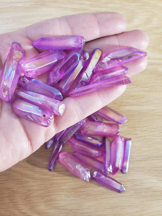 Pink Aura Quartz Point Bead (Approx. 1" - 2") 0193 Shop Wholesale Crystals