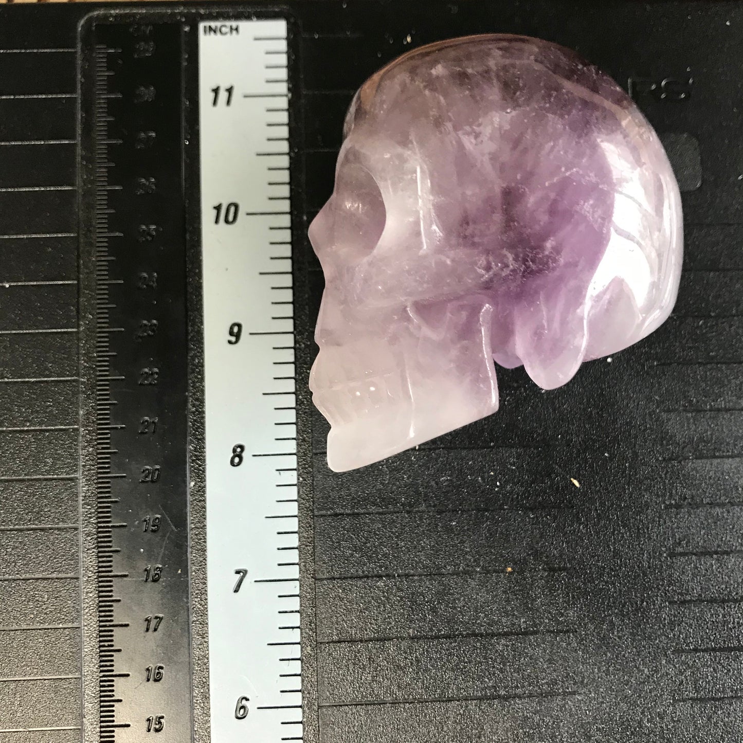 Carved Amethyst Skull (2 1/2" x 2 2/3" x 2"), Supply for Crystal Grid or Halloween Crafts FIG-0030