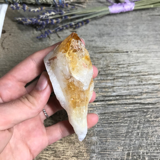 Critrine Point, Natural Raw Crystal (3 2/3"x 1 3/5") Supply for Crystal Grid, Home Decor or Crafts CRY-039