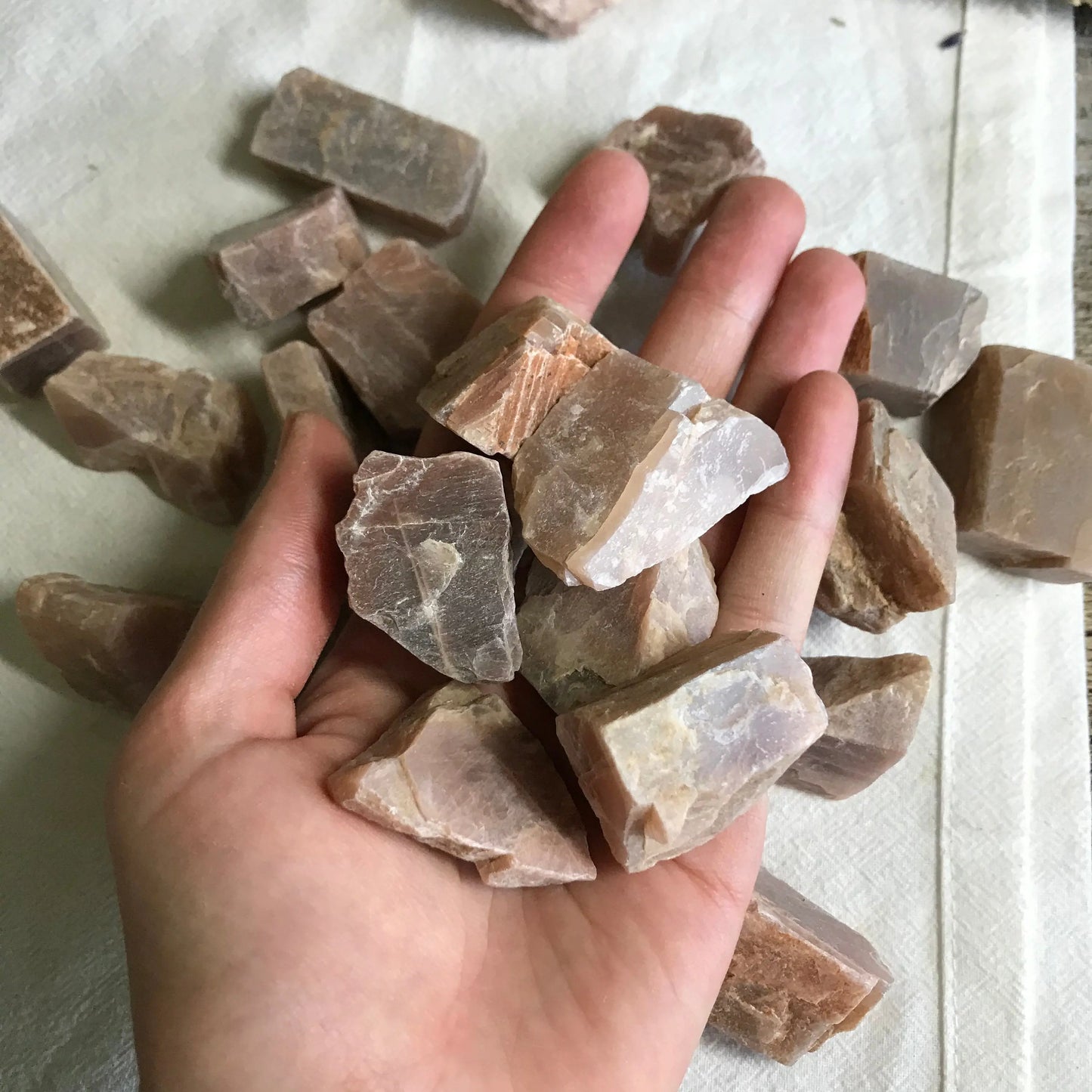 Raw Peach Moonstone, One Crystal (Approx 1 1/2"), Peach Stones, Supply for Crystal Grid or Crafts 0123 Shop Wholesale Crystals