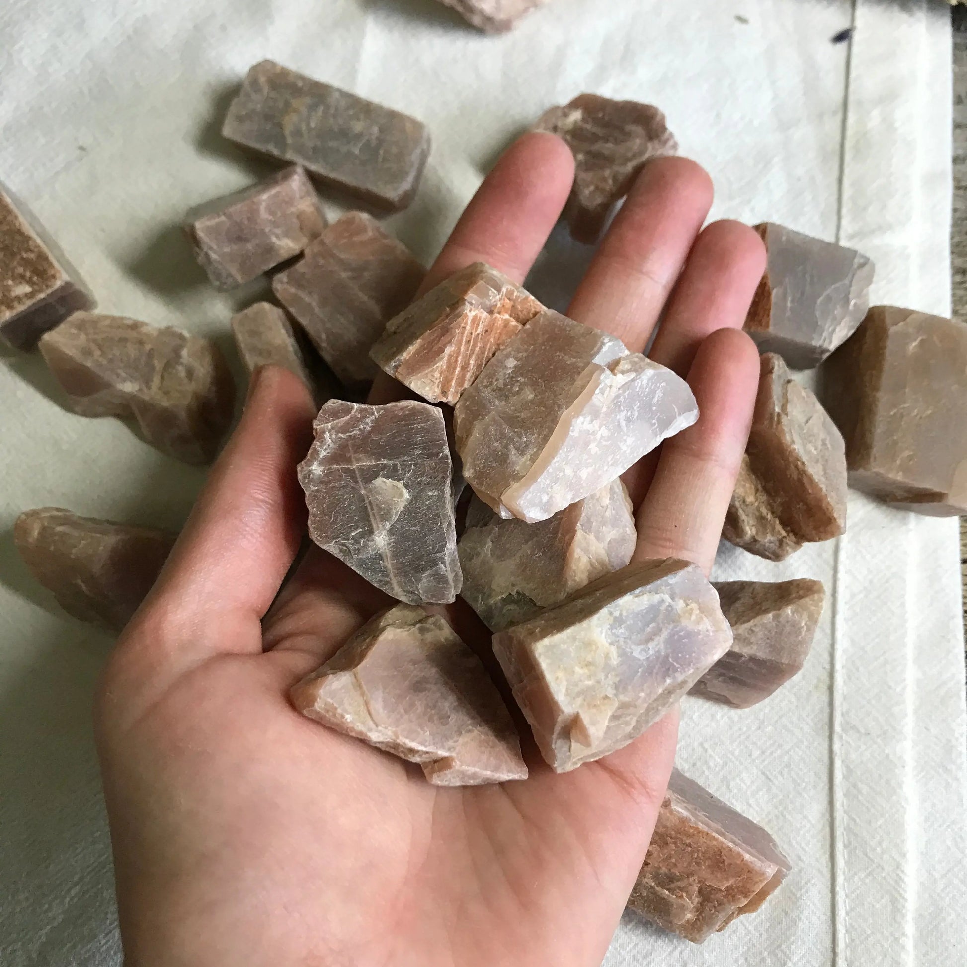 Raw Peach Moonstone, One Crystal (Approx 1 1/2"), Peach Stones, Supply for Crystal Grid or Crafts 0123 Shop Wholesale Crystals