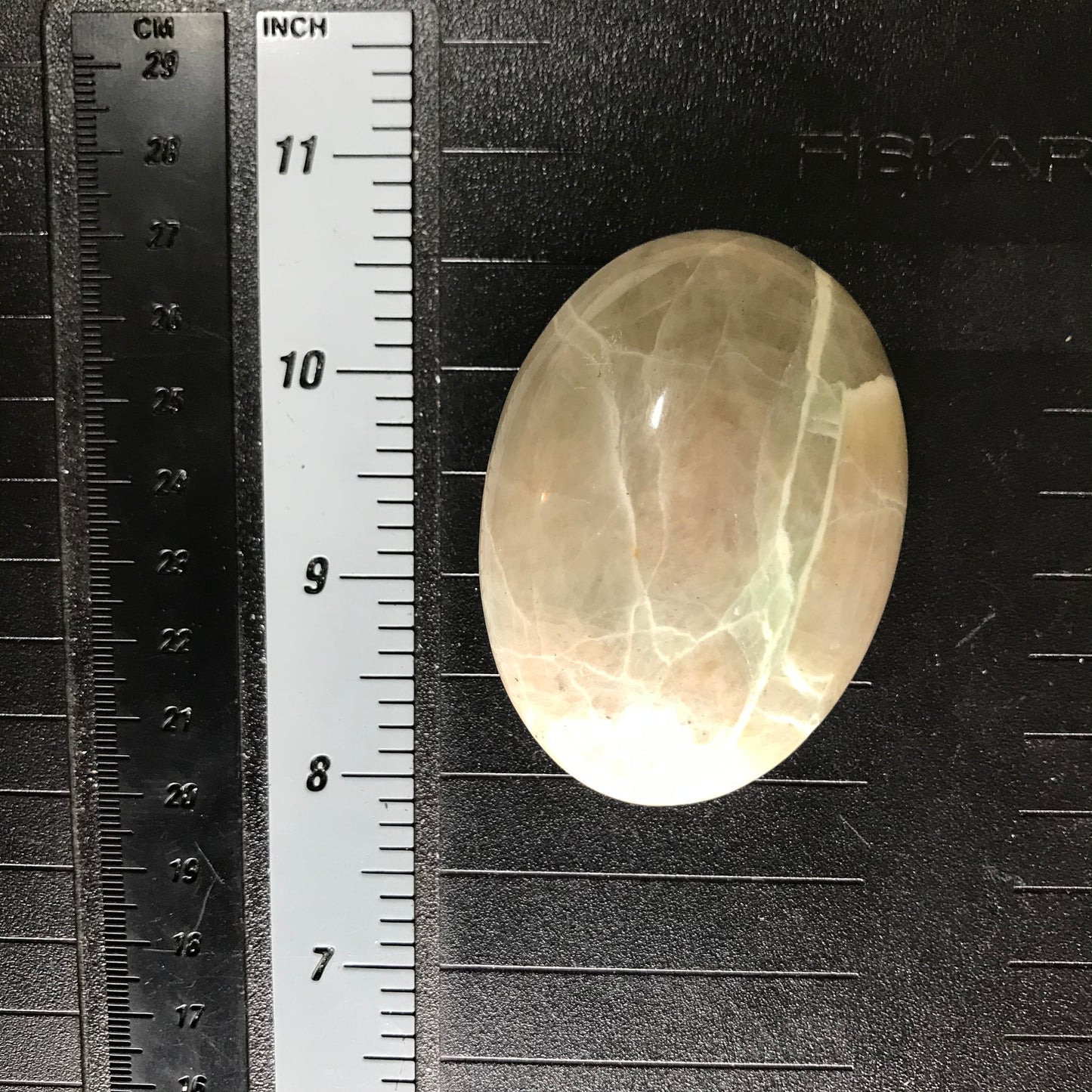 Green Moonstone Palm Stone, 2 1/2" x 1 4/5" Healing Stone for Crystal Grid or Craft Supply PLM-084