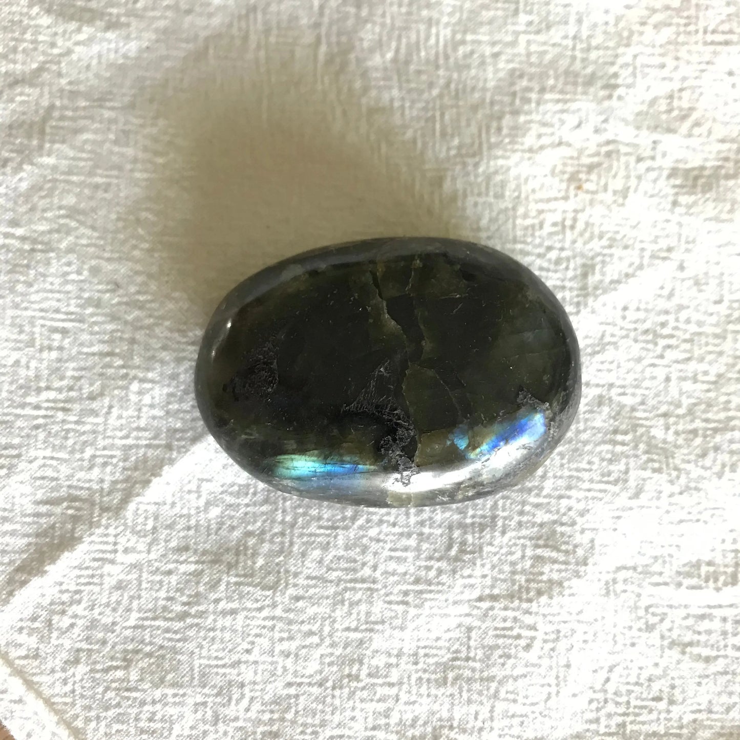 Small Labradorite Palm Stone, 2" x 1 2/5" Iridescent Stone for Crystal Grid or Craft Supply PLM-078 Shop Wholesale Crystals