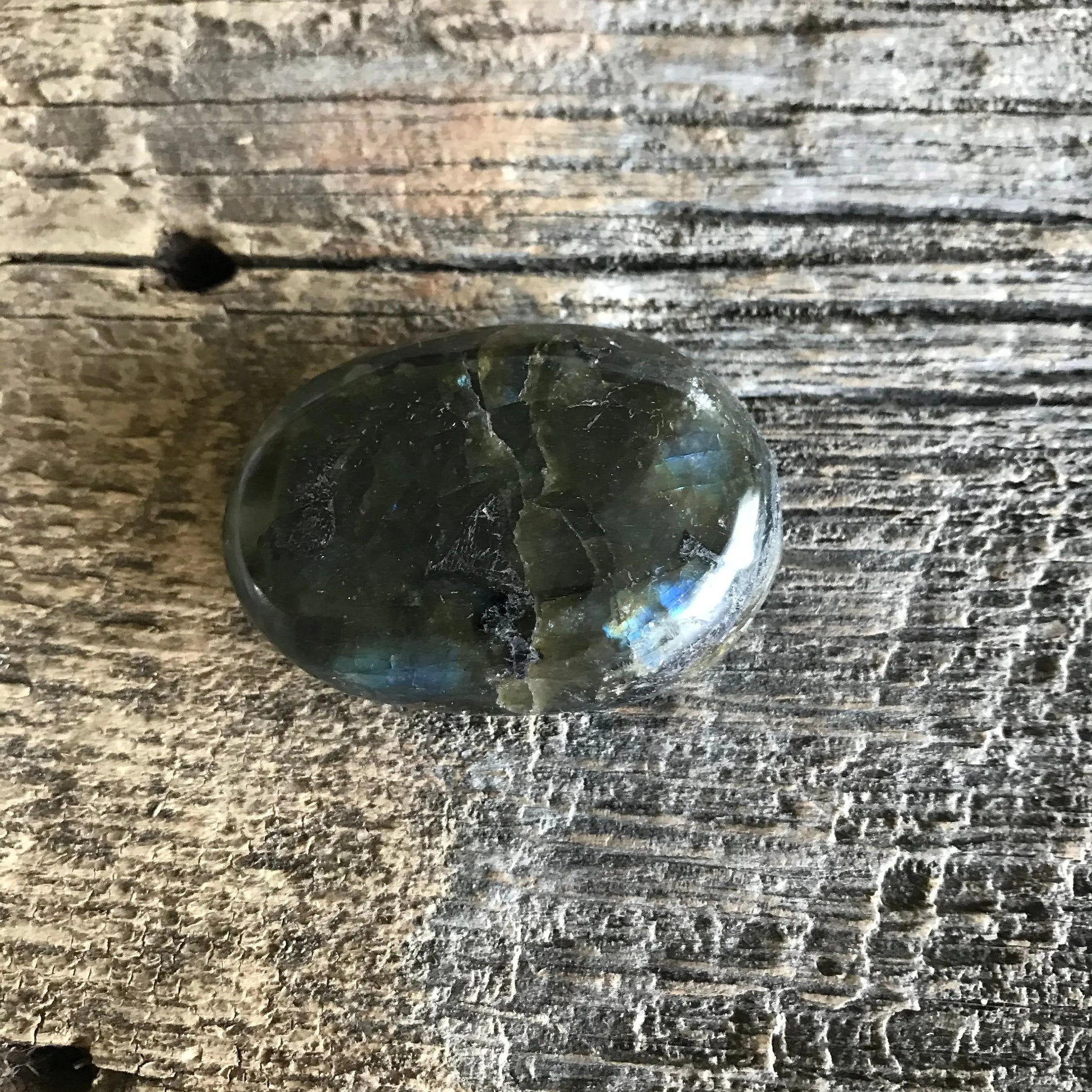 Small Labradorite Palm Stone, 2" x 1 2/5" Iridescent Stone for Crystal Grid or Craft Supply PLM-078 Shop Wholesale Crystals