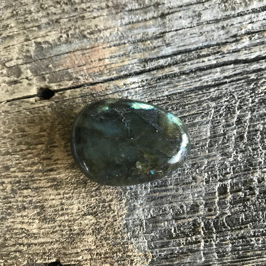 Labradorite Palm Stone, 2" x 1 1/2" Iridescent Stone for Crystal Grid or Craft Supply PLM-076