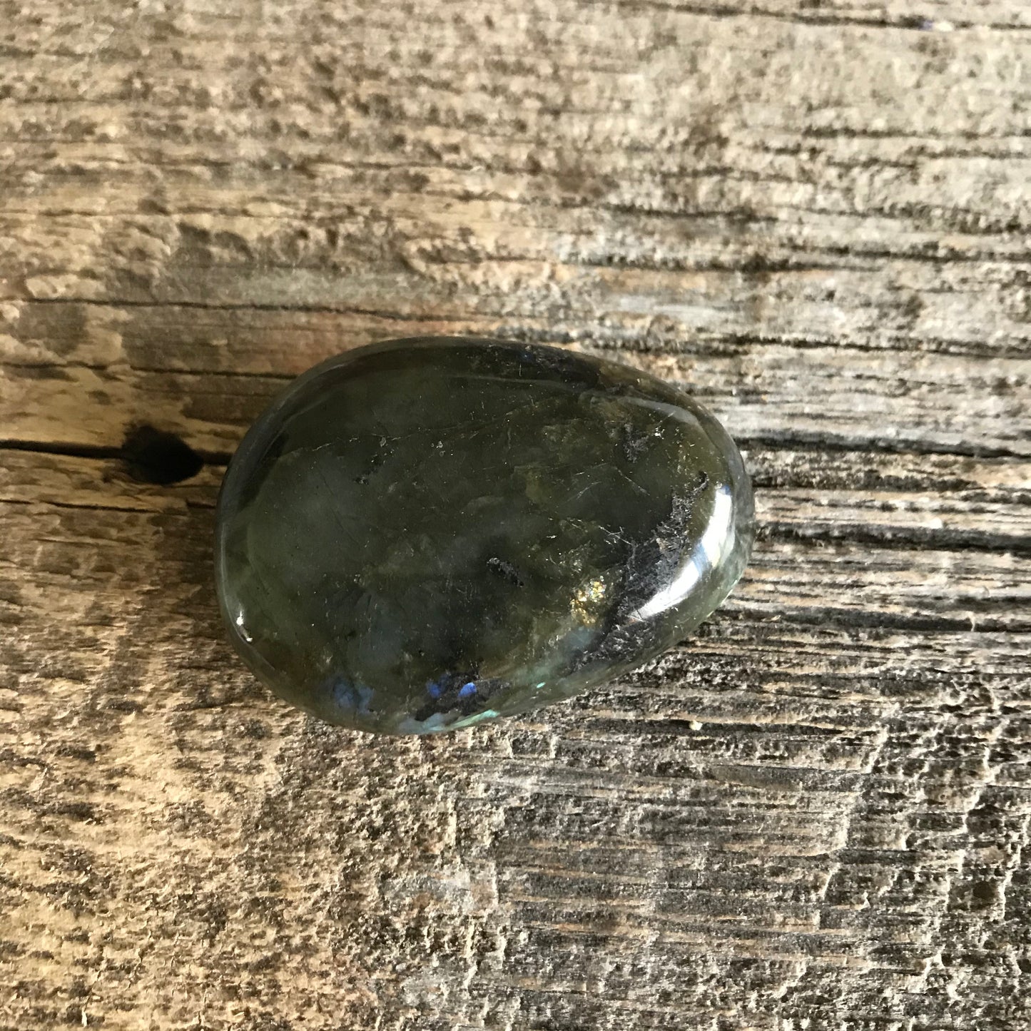 Labradorite Palm Stone, 2" x 1 1/2" Iridescent Stone for Crystal Grid or Craft Supply PLM-076