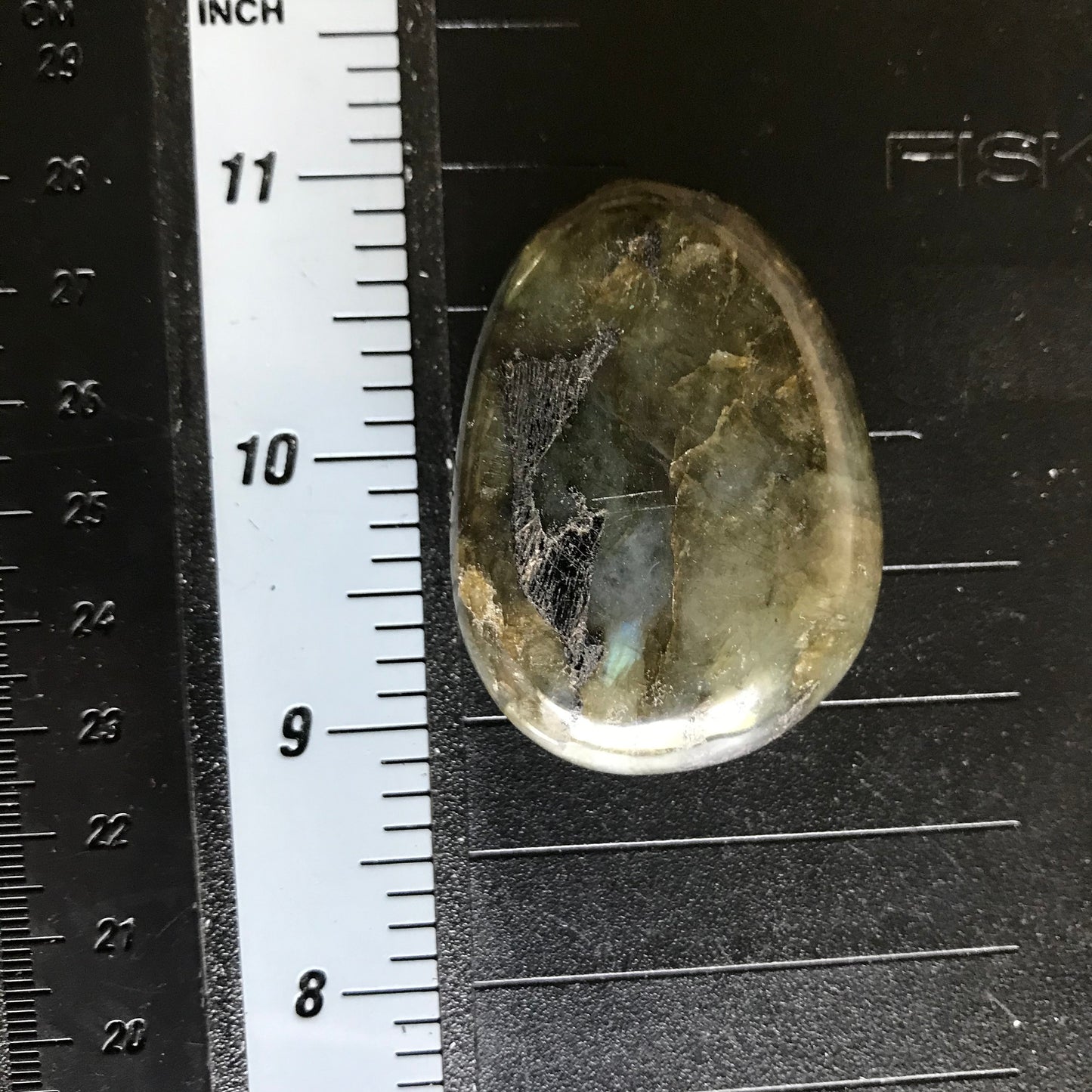 Labradorite Palm Stone, 2" x 1 1/2" Iridescent Stone for Crystal Grid or Craft Supply PLM-076