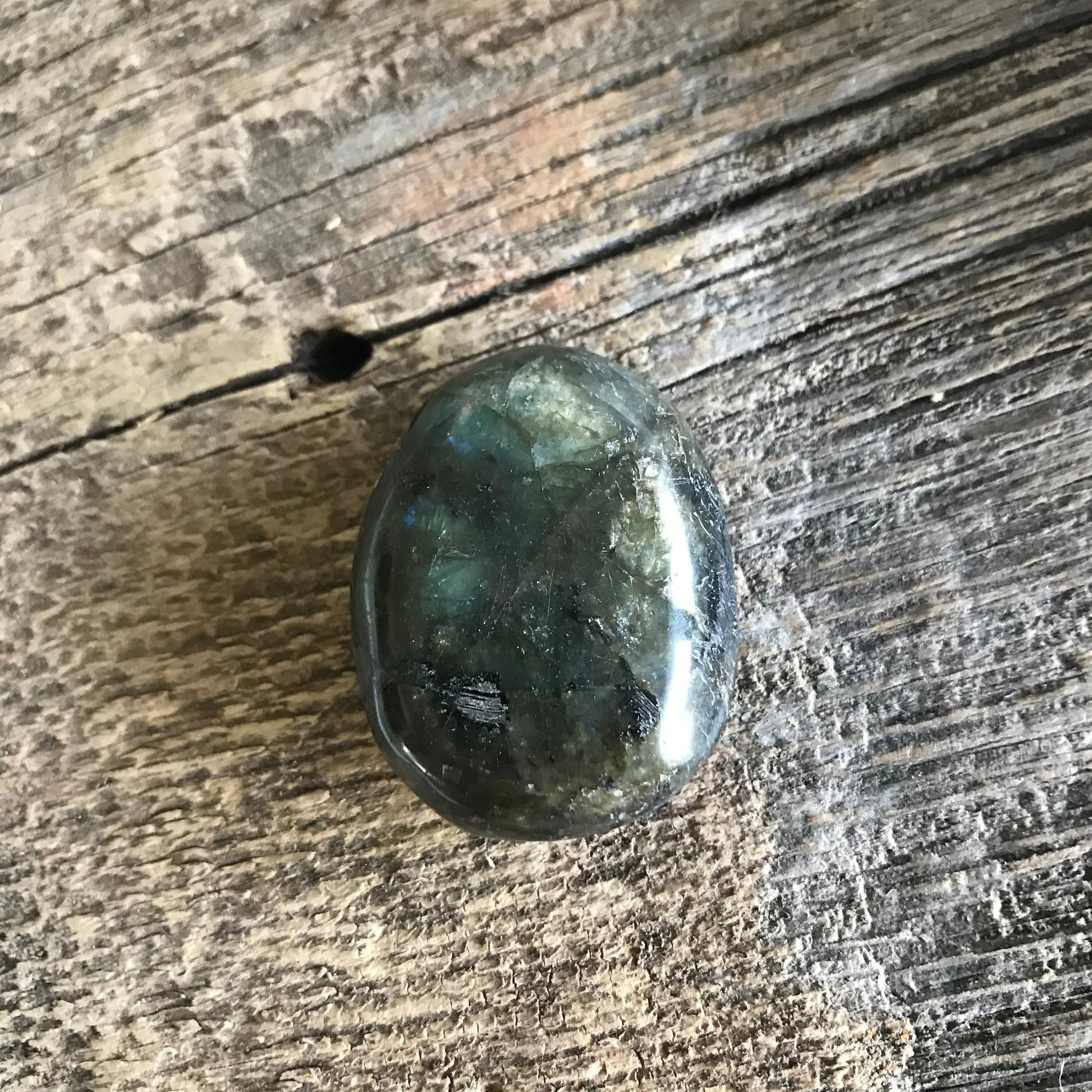 Small Labradorite Palm Stone, 1 4/5" x 1 2/5" Iridescent Stone for Crystal Grid or Craft Supply PLM-074 Shop Wholesale Crystals