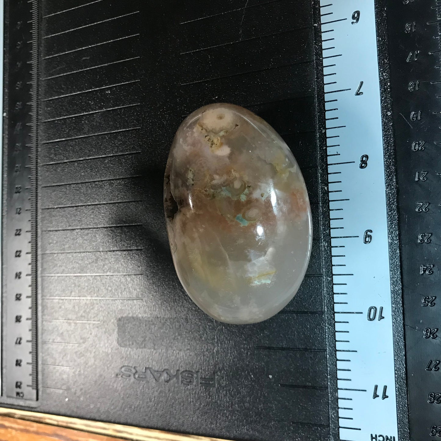 Flower Agate Palm Stone, 3" x 2" Healing Stone for Crystal Grid or Craft Supply PLM-051