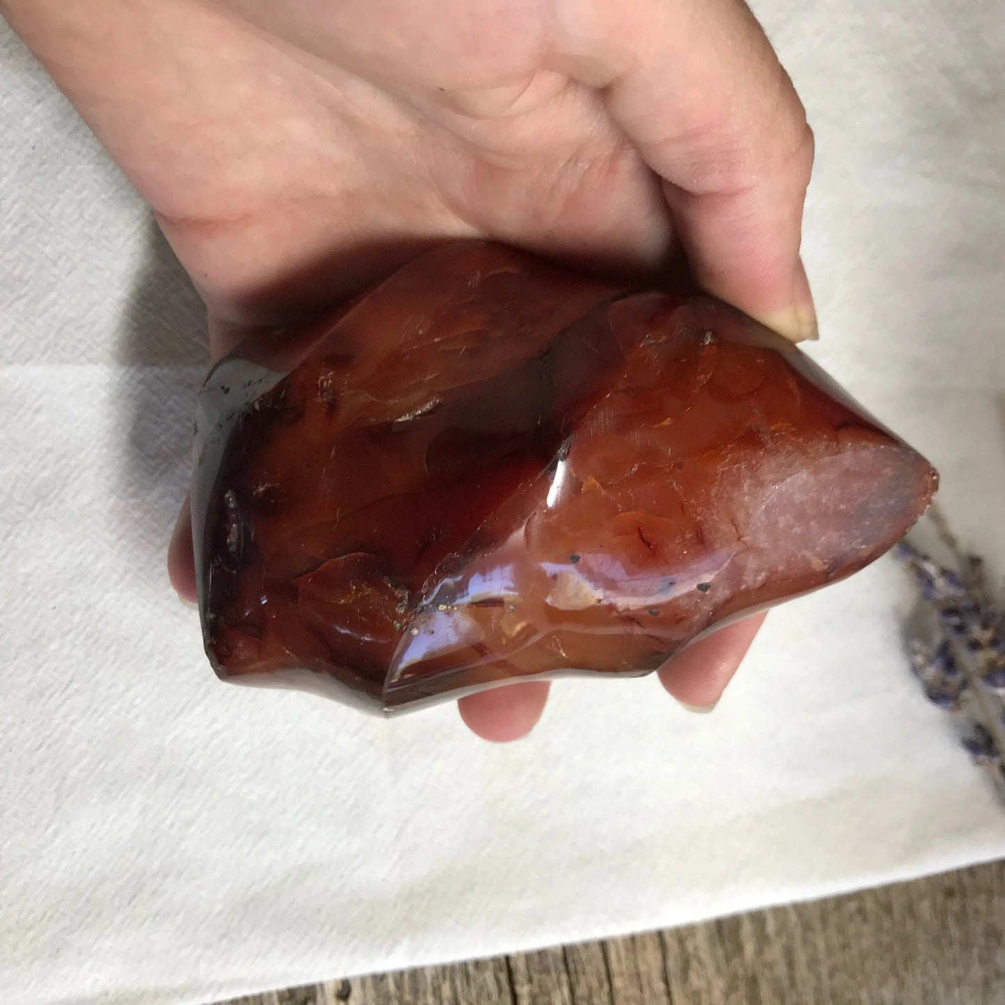 Carnelian Flame ( 4" x 2 35") Carved Stone, Supply for Crystal Grid, Home Decor or Fairy Garden Shop Wholesale Crystals