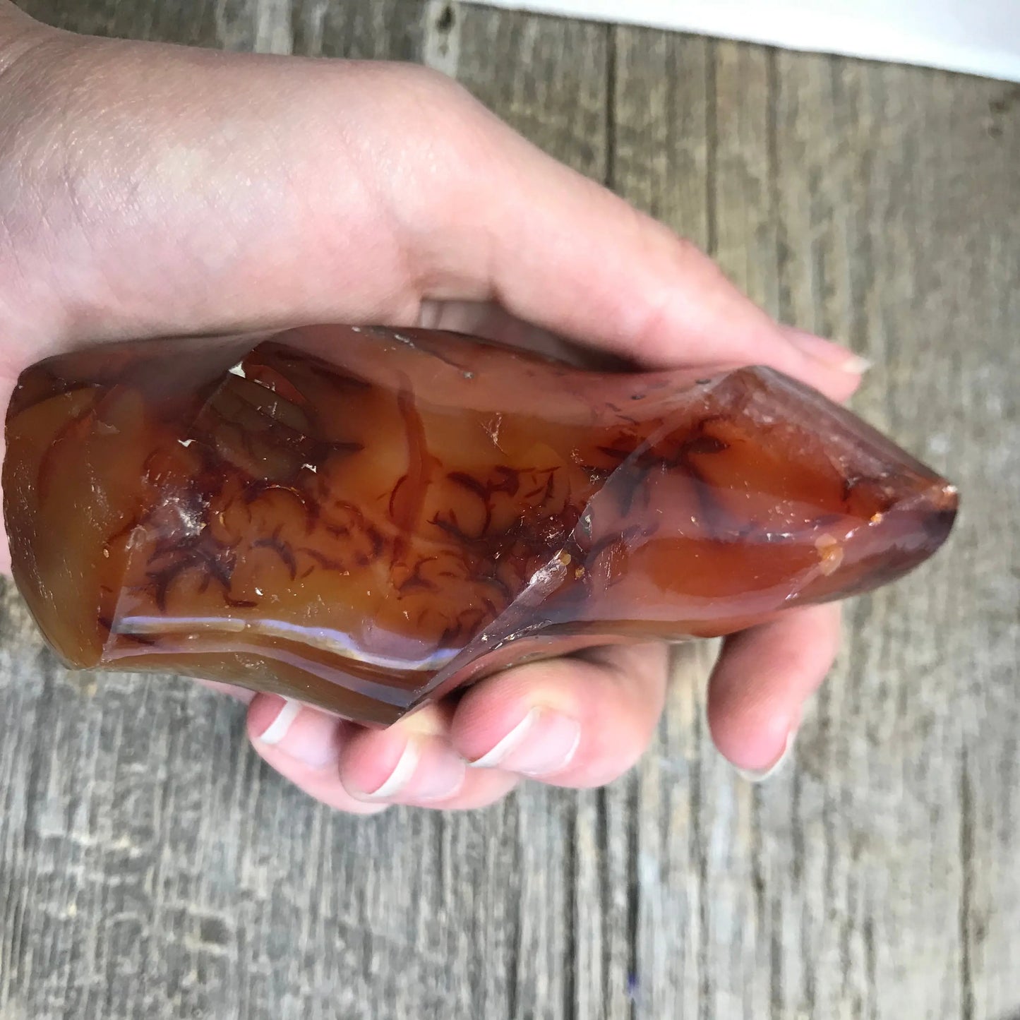 Carnelian Flame ( 4" x 2 35") Carved Stone, Supply for Crystal Grid, Home Decor or Fairy Garden Shop Wholesale Crystals
