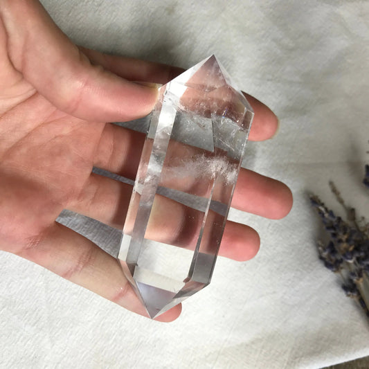 Quartz Crystal Wand,  3 3/5" x 1 1/3" Clear Quartz Crystal, Healing Stone for Crystal Grid or Crafts Shop Wholesale Crystals