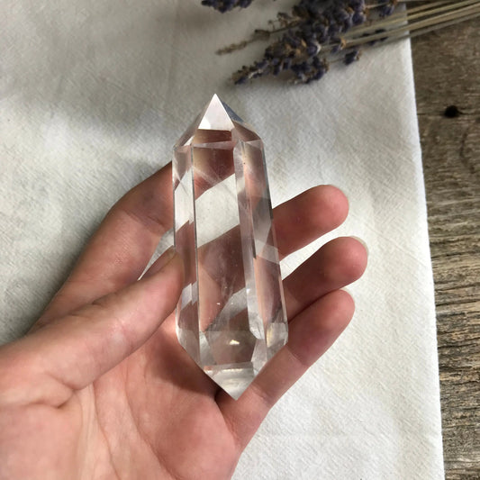 Quartz Crystal Wand,  3 1/2" x 1 1/2" Clear Quartz Crystal, Healing Stone for Crystal Grid or Crafts Shop Wholesale Crystals