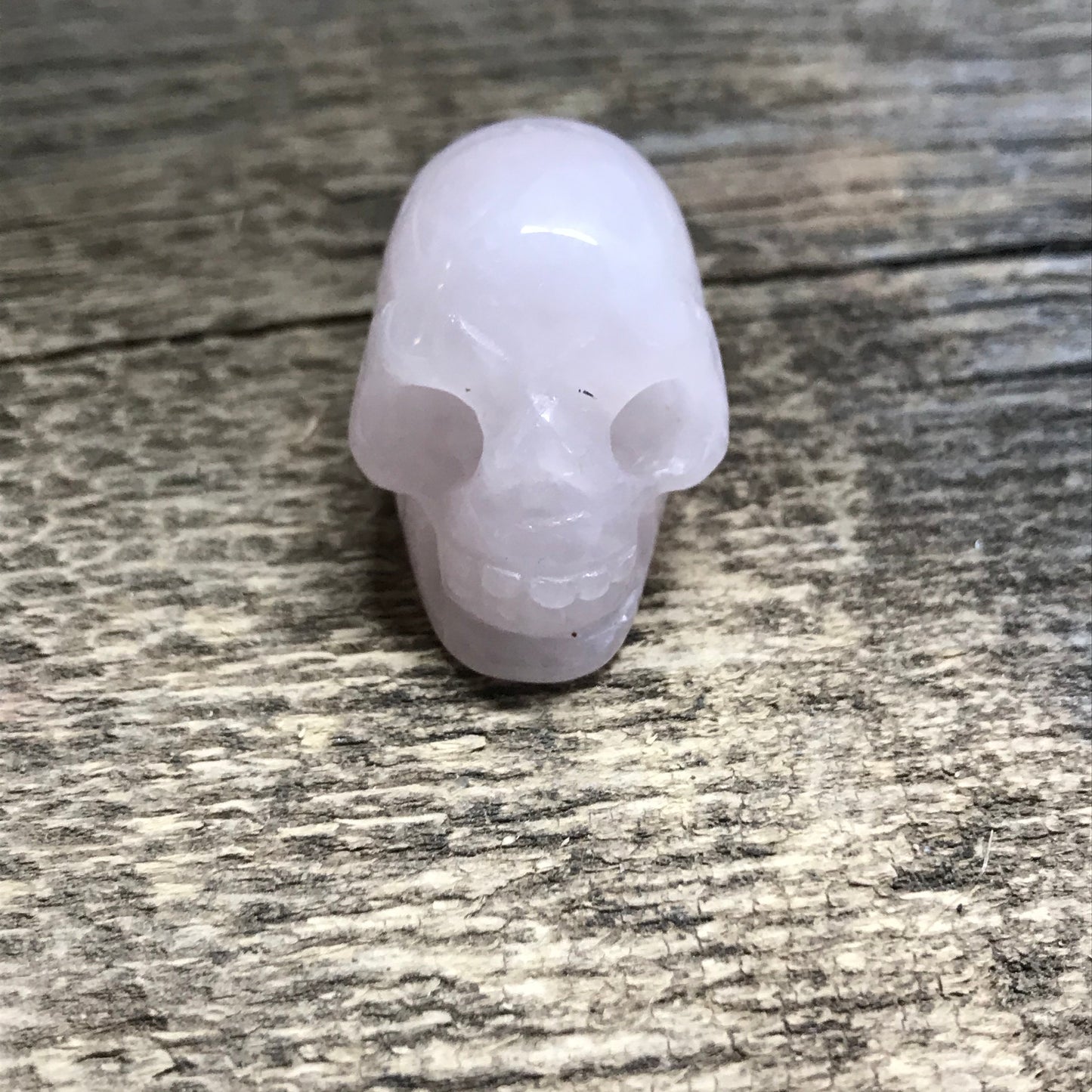 Carved Rose Quartz Skull (1 1/2" x 1" x 1"), Supply for Crystal Grid, Home Decor or Halloween Crafts