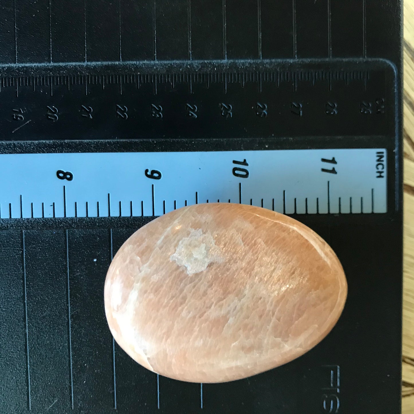 Peach Moonstone Palm Stone, 2 1/2" x 1 4/5" Healing Stone for Crystal Grid or Craft Supply PLM-049