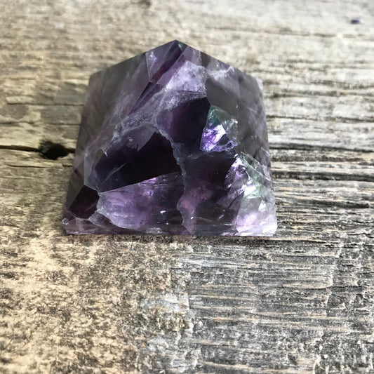 Green & Purple Fluorite pyramid, 2'' x 1 2/5" Green Bi-Color Fluorite Point, Calming Stone, Supply for Crystal Grid, Home Decor