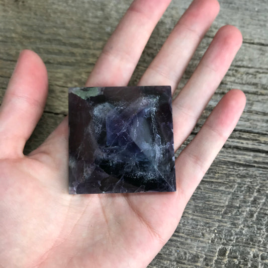 Green & Purple Fluorite pyramid, 2'' x 1 1/3" Green Bi-Color Fluorite Point, Calming Stone, Supply for Crystal Grid, Home Decor