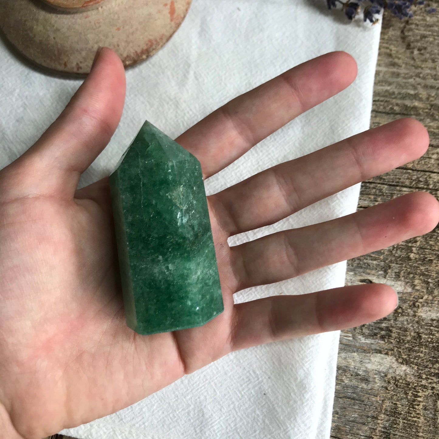 Green Quartz Obelisk, (Approx 2 3/5") Green Crystal Point, Supply for Crystal Grid, Home Decor or Crafts OBL-R-032