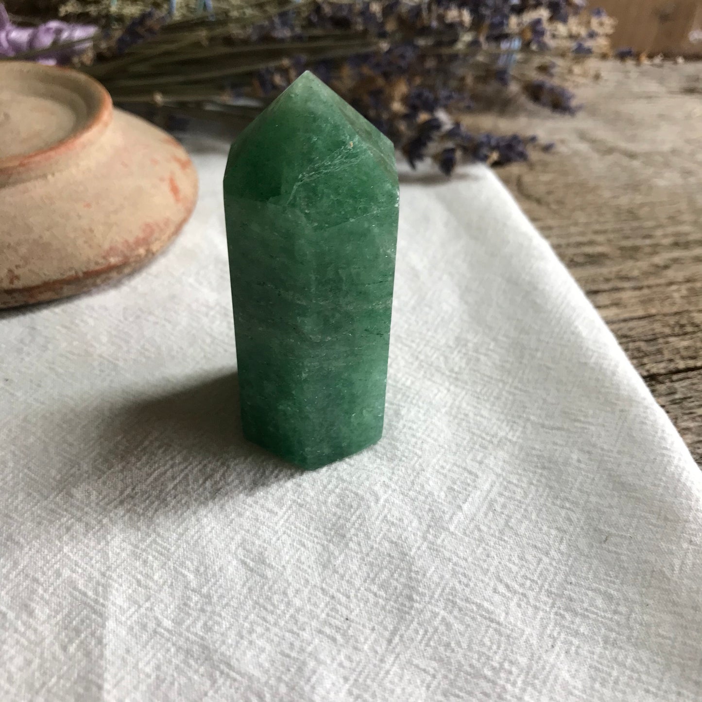 Green Quartz Obelisk, (Approx 2 3/5") Green Crystal Point, Supply for Crystal Grid, Home Decor or Crafts OBL-R-032