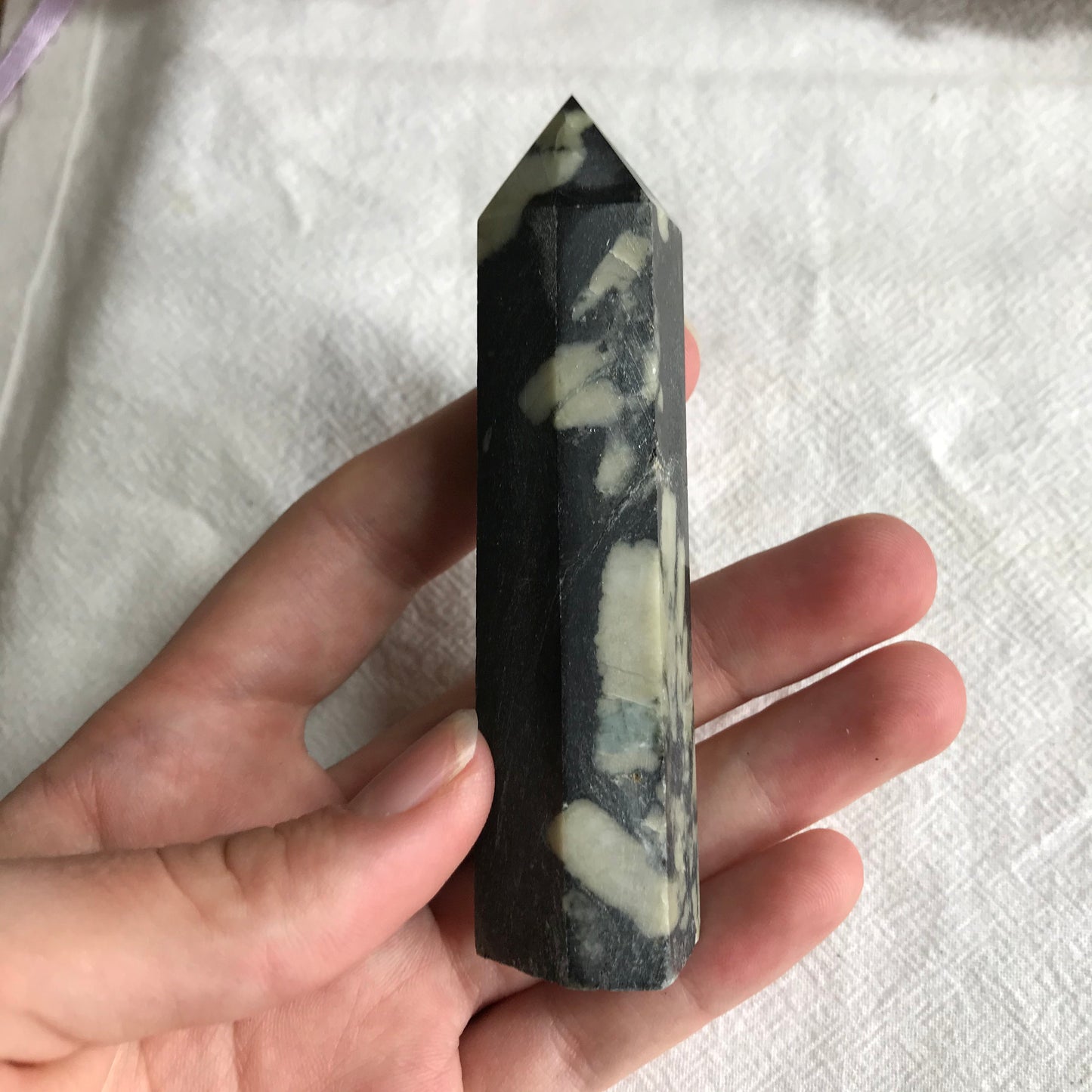 Chrysanthemum Stone Obelisk, (Approx 3 1/2") Chrysanthemum Point, Supply for Crystal Grid, Home Decor or Crafts