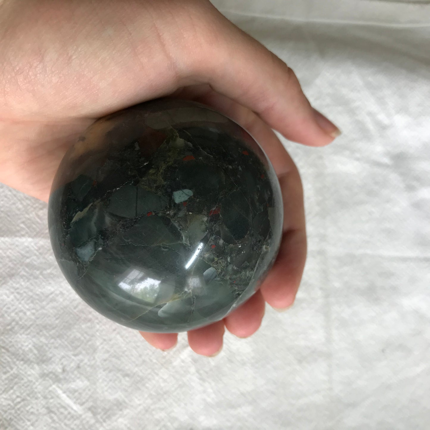 Dragon Blood Stone Sphere, (Approx 2 3/4") Blood Stone, Crystal Ball, Supply for Crystal Grid, Stone of Courage