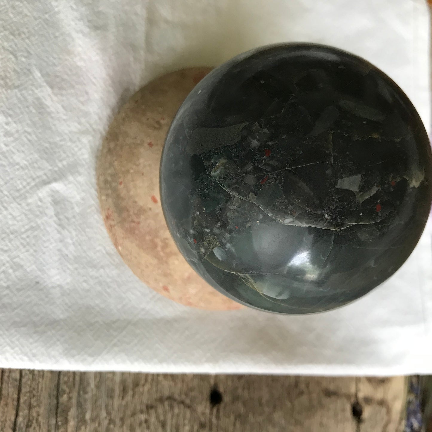 Dragon Blood Stone Sphere, (Approx 2 3/4") Blood Stone, Crystal Ball, Supply for Crystal Grid, Stone of Courage