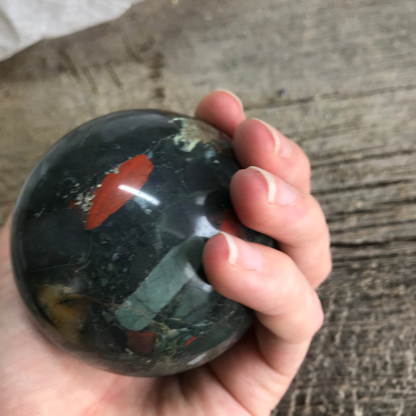 Dragon Blood Stone Sphere, (Approx 2 3/4") Blood Stone, Crystal Ball, Supply for Crystal Grid, Stone of Courage