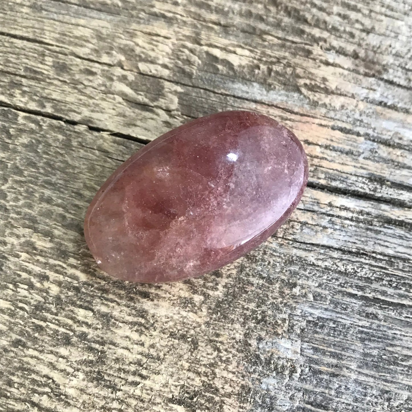 Strawberry Quartz Palm Stone, 2" x 1 1/4" Stone to Amplify Feelings of Love, Generosity, Crystal Grid or Craft Supply PLM-028 Shop Wholesale Crystals