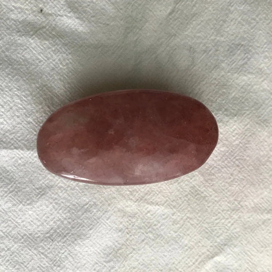 Strawberry Quartz Palm Stone, 2 3/5" x 1 1/3" Stone to Amplify Feelings Love, Generosity, Crystal Grid or Craft Supply PLM-010 Shop Wholesale Crystals