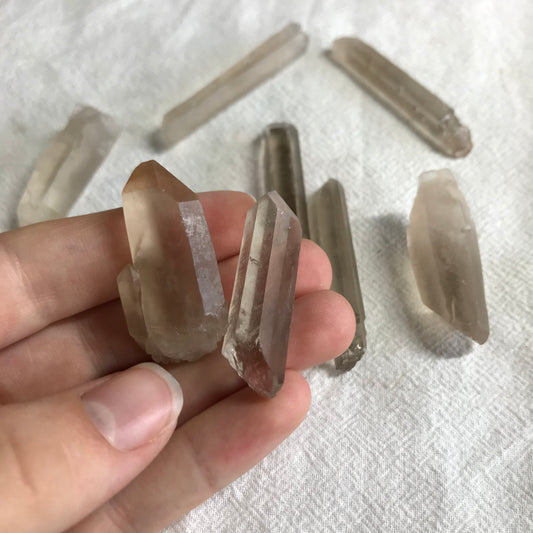 Natural Smokey Lemurian Seed Crystal , (Approx 1 3/4" long) One Crystal Point, Quartz Rough, for Crystal Grid Making or Wire Wrapping CRY-R-006