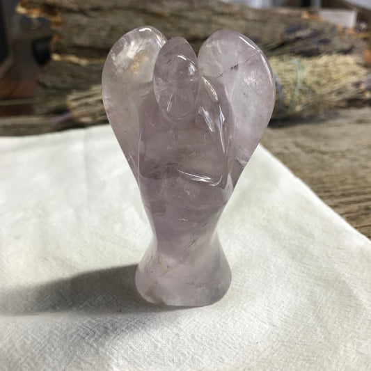 Carved Angel Amethyst Figurine ( 3 1/3" x 1 9/10") for Protection Purple Amethyst Angel, Supply for Crystal Grid, Home Decor or Fairy Garden