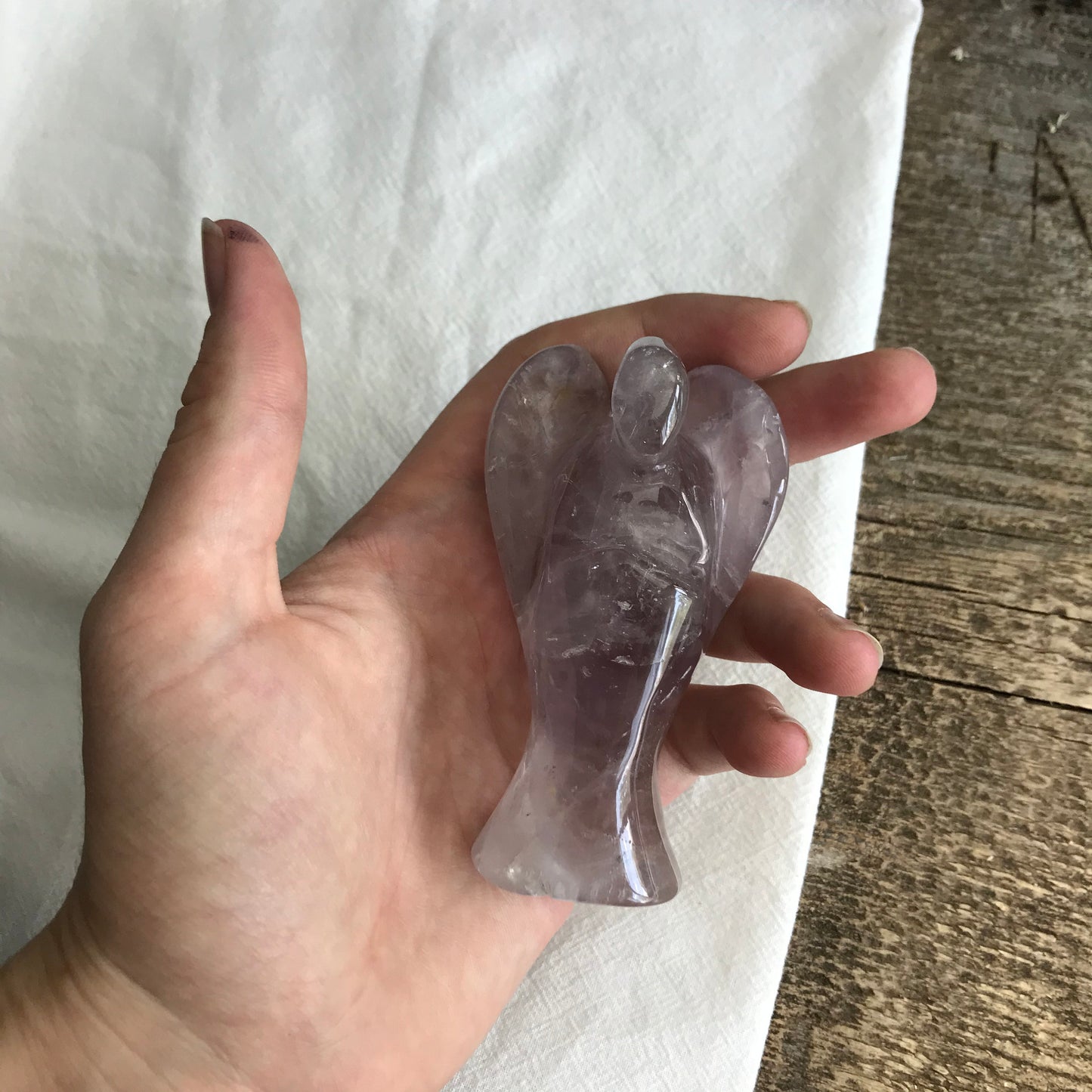 Carved Angel Amethyst Figurine ( 3 1/3" x 1 9/10") for Protection Purple Amethyst Angel, Supply for Crystal Grid, Home Decor or Fairy Garden