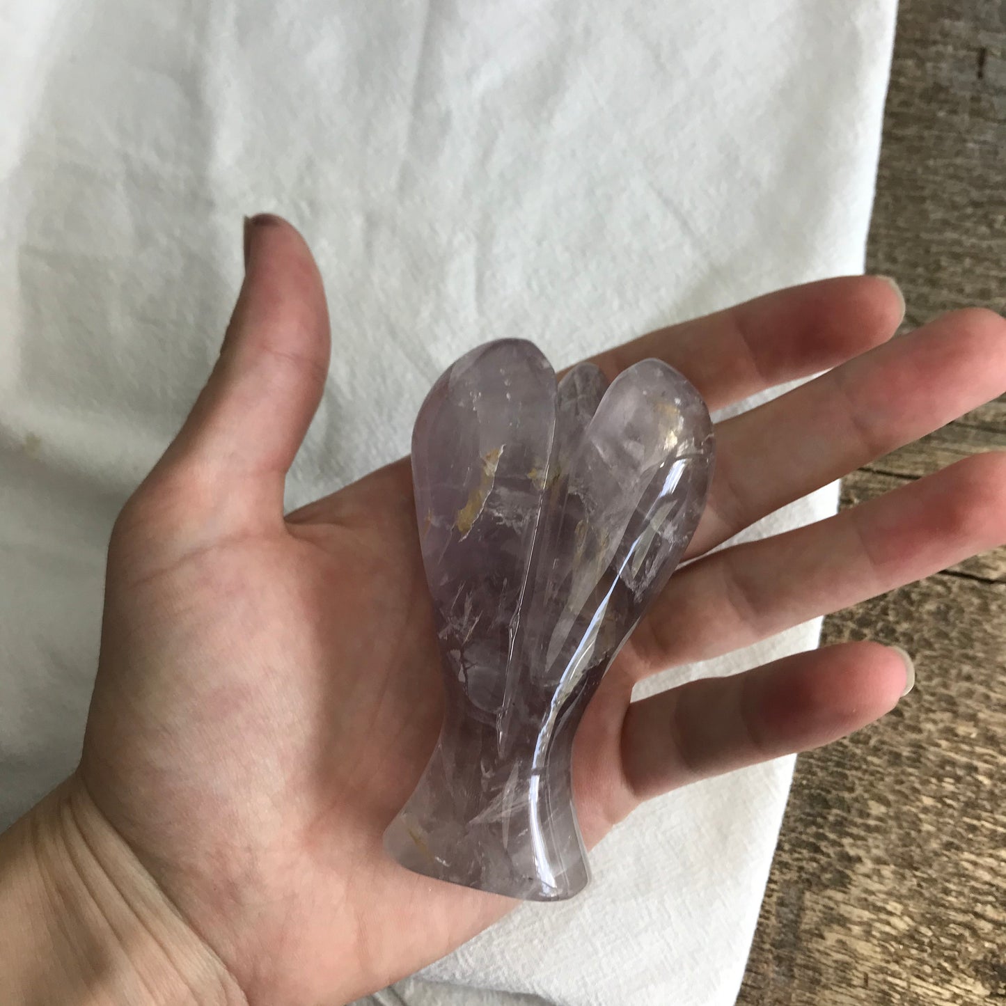 Carved Angel Amethyst Figurine ( 3 1/3" x 1 9/10") for Protection Purple Amethyst Angel, Supply for Crystal Grid, Home Decor or Fairy Garden