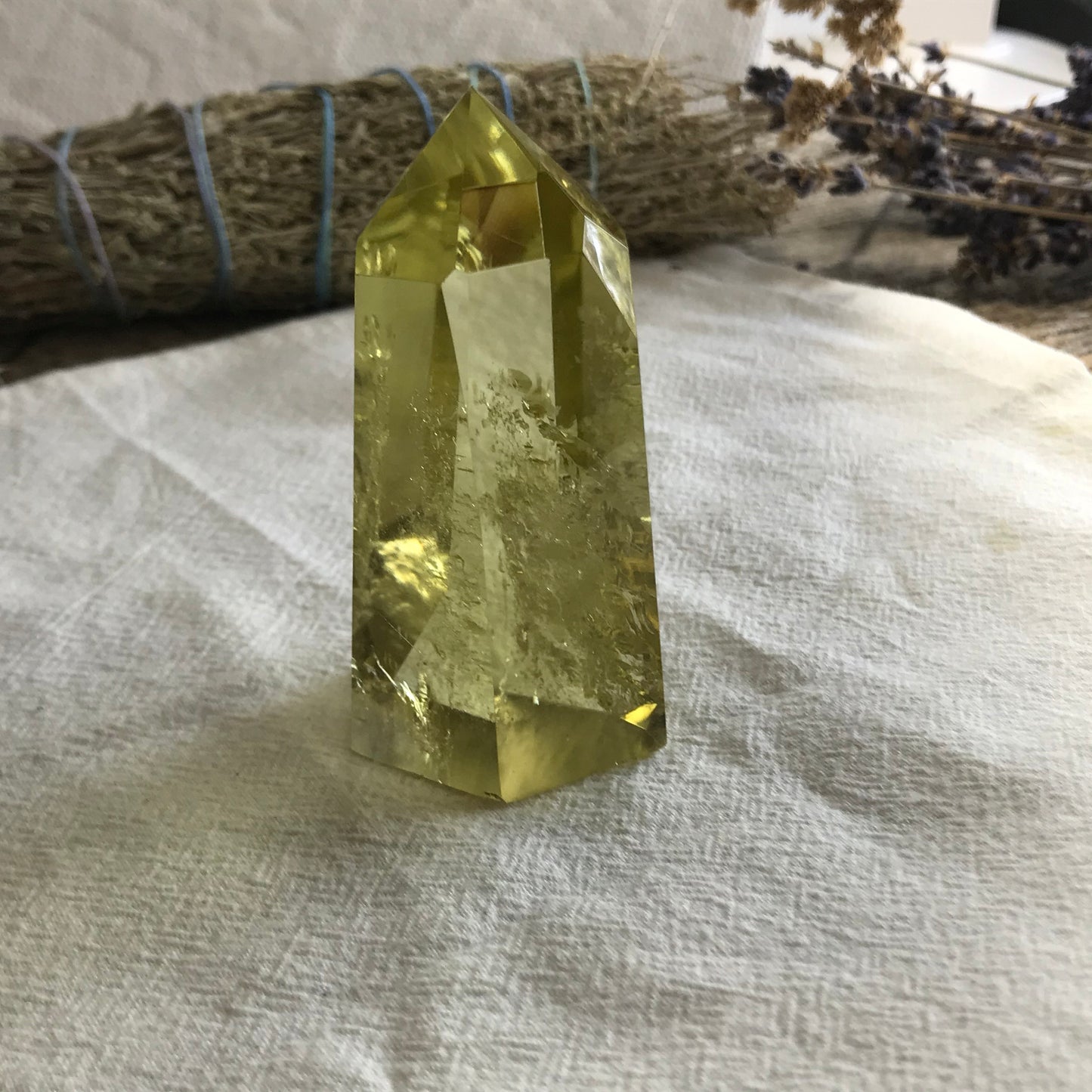 Large Yellow Citrine Obelisk, (Approx 2 4/5" x 1 1/2") Lemon Quartz Crystal, Healing Stone for Crystal Grid Making