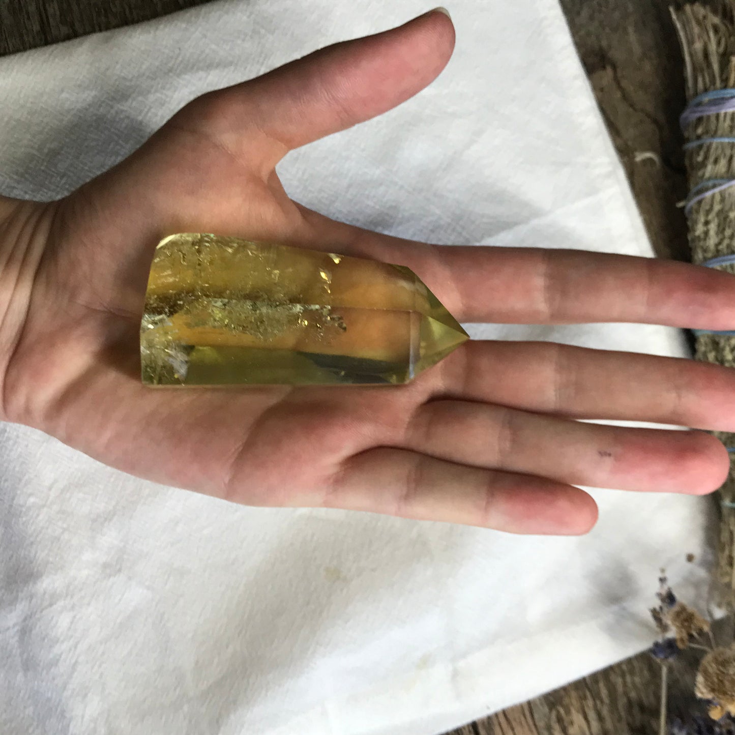 Large Yellow Citrine Obelisk, (Approx 2 4/5" x 1 1/2") Lemon Quartz Crystal, Healing Stone for Crystal Grid Making