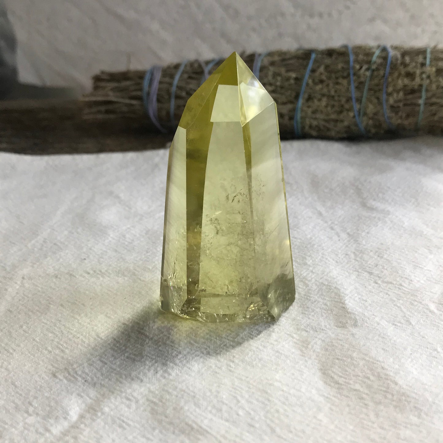 Large Yellow Citrine Obelisk, (Approx 2 4/5" x 1 1/2") Lemon Quartz Crystal, Healing Stone for Crystal Grid Making