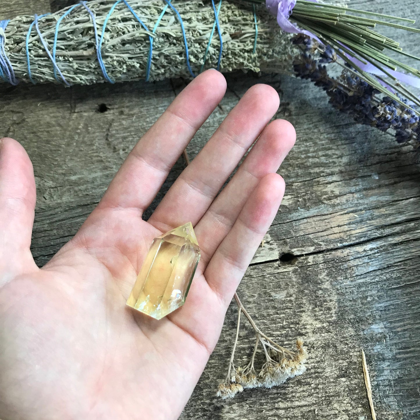 Yellow Citrine Obelisk, (Approx 1 3/5" x 3/4") Large Lemon Quartz Crystal, Healing Stone for Crystal Grid