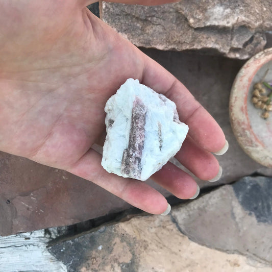Raw Pink Tourmaline (Approx 2" x 1 3/4") , Metaphysical Rough Crystal, Pink Tourmaline In White Matrix Shop Wholesale Crystals