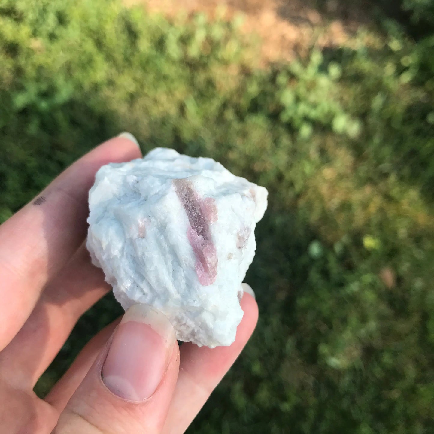Raw Pink Tourmaline (Approx 2" x 1 3/4") , Metaphysical Rough Crystal, Pink Tourmaline In White Matrix Shop Wholesale Crystals