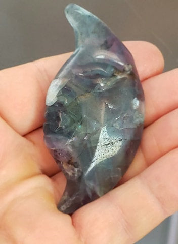 Fluorite Moon Figurine (Approx 3 3/4" x 1 7/8") FIG-002