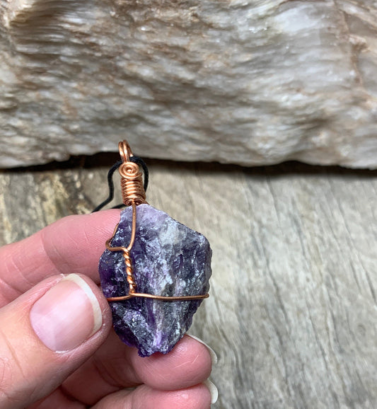 Amethyst Wire Wrapped Necklace            NCK-0509