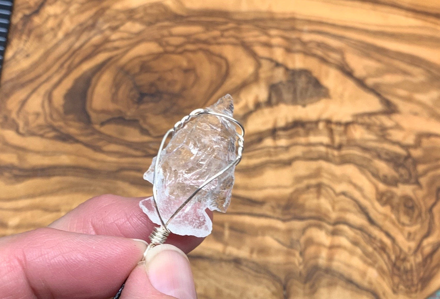 Clear Quartz  Hand Made Wire Wrapped Necklace, Master Healing Stone   NCK-0507