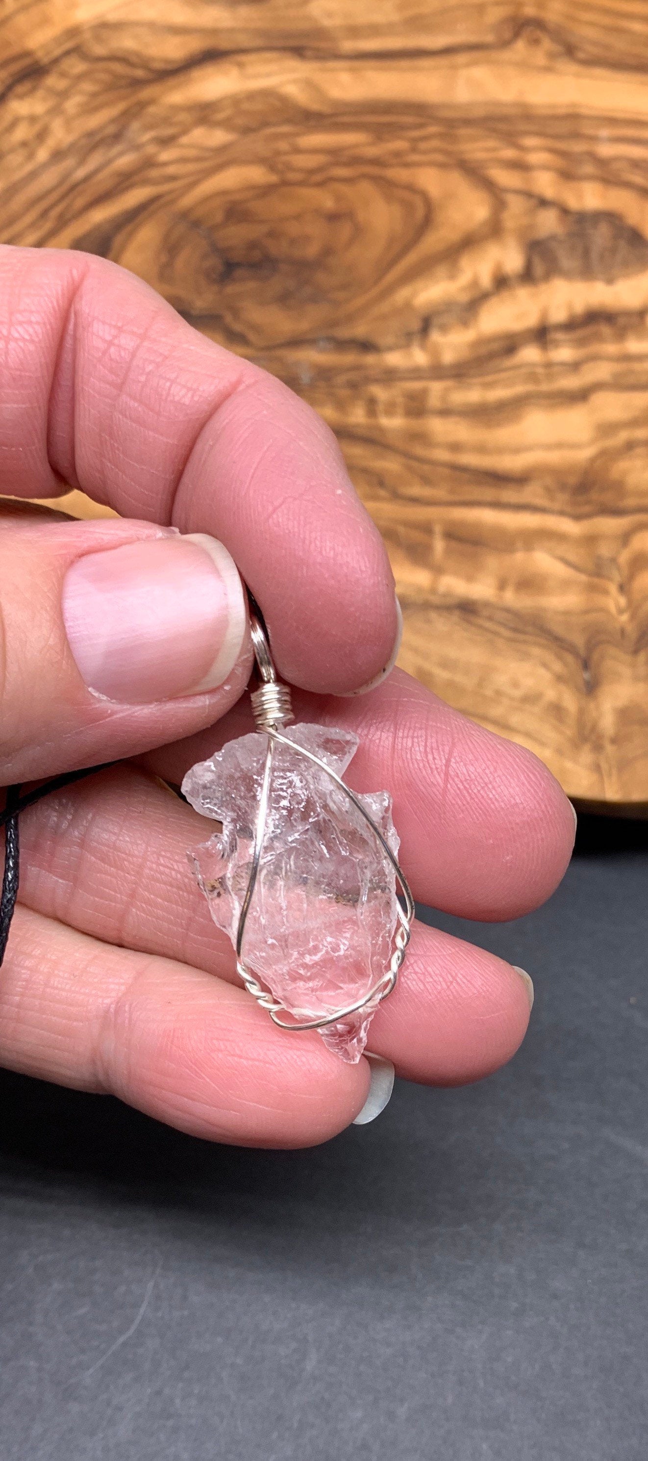 Clear Quartz  Hand Made Wire Wrapped Necklace, Master Healing Stone   NCK-0507